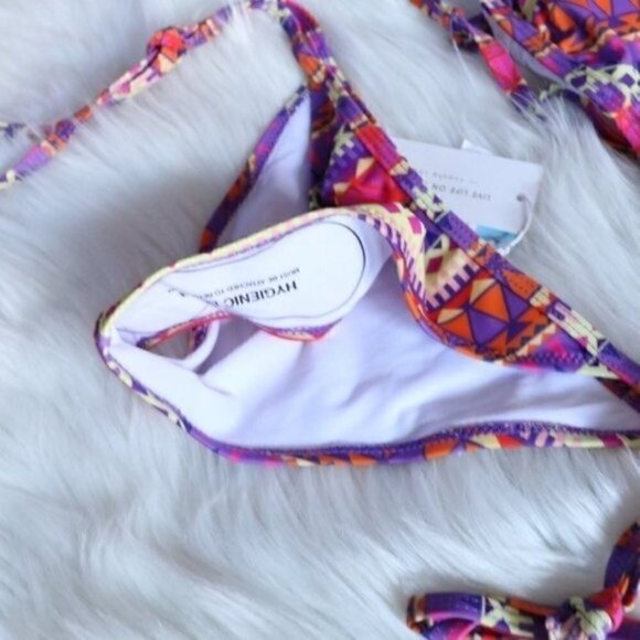 NWT Purple Colorful Tribal Boho Print Bikini Set Size Small Bathing Suit Swim - Picture 5 of 10